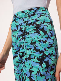DressBerry Floral Ruched Straight Skirt