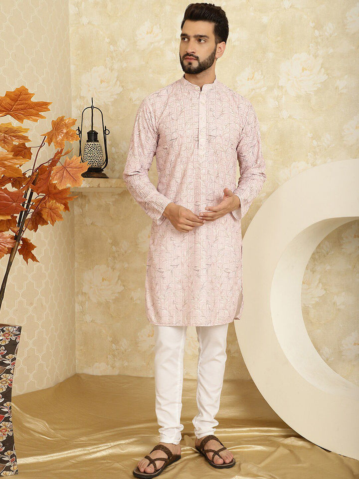 SOJANYA Floral Printed Thread Work Pure Cotton Kurta with Churidar