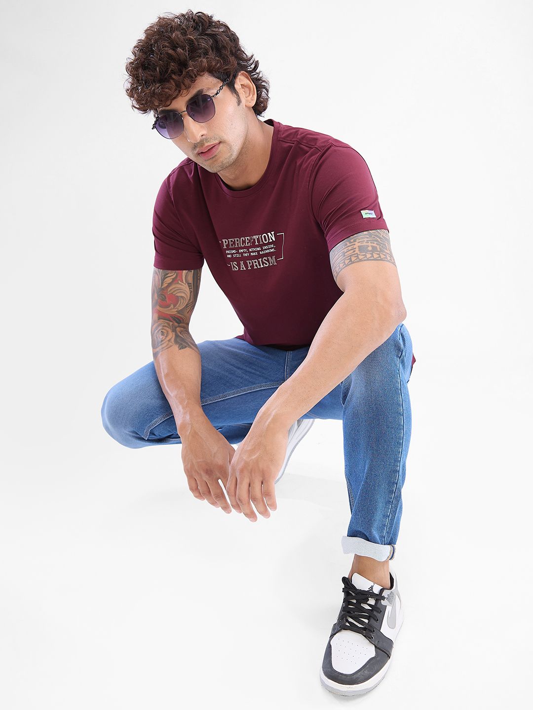 SPYKAR Men Typography Printed Round Neck Slim Fit T-shirt