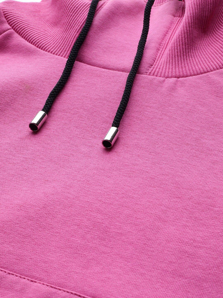 STREET 9 Women Pink Solid Hooded Sweatshirt
