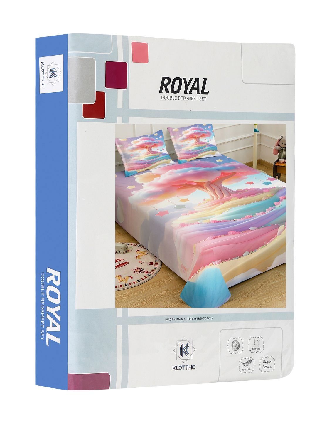 KLOTTHE Blue Floral Printed 400 TC Cadar King Superfine