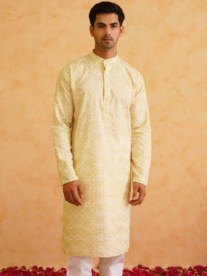 SOJANYA Printed Mandarin Collar Long Sleeves Cotton Straight Kurta