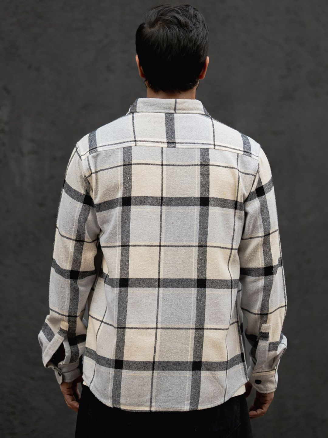 Powerlook Men Windowpane Checks Opaque Checked Casual Shirt