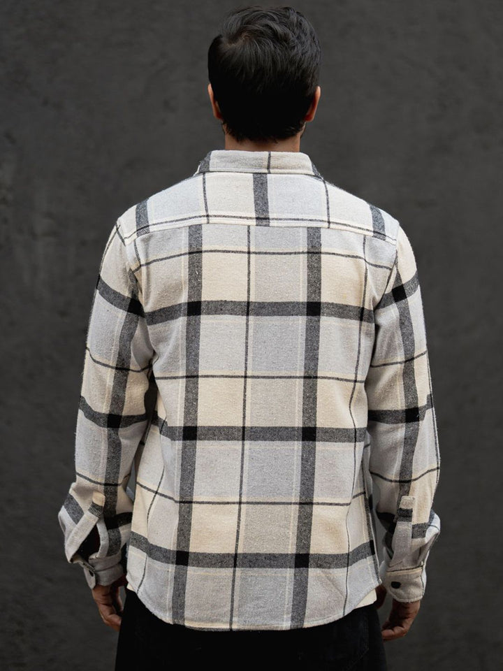 Powerlook Men Windowpane Checks Opaque Checked Casual Shirt