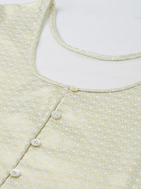 Global Desi Women Off-White & Golden Ethnic Printed Top