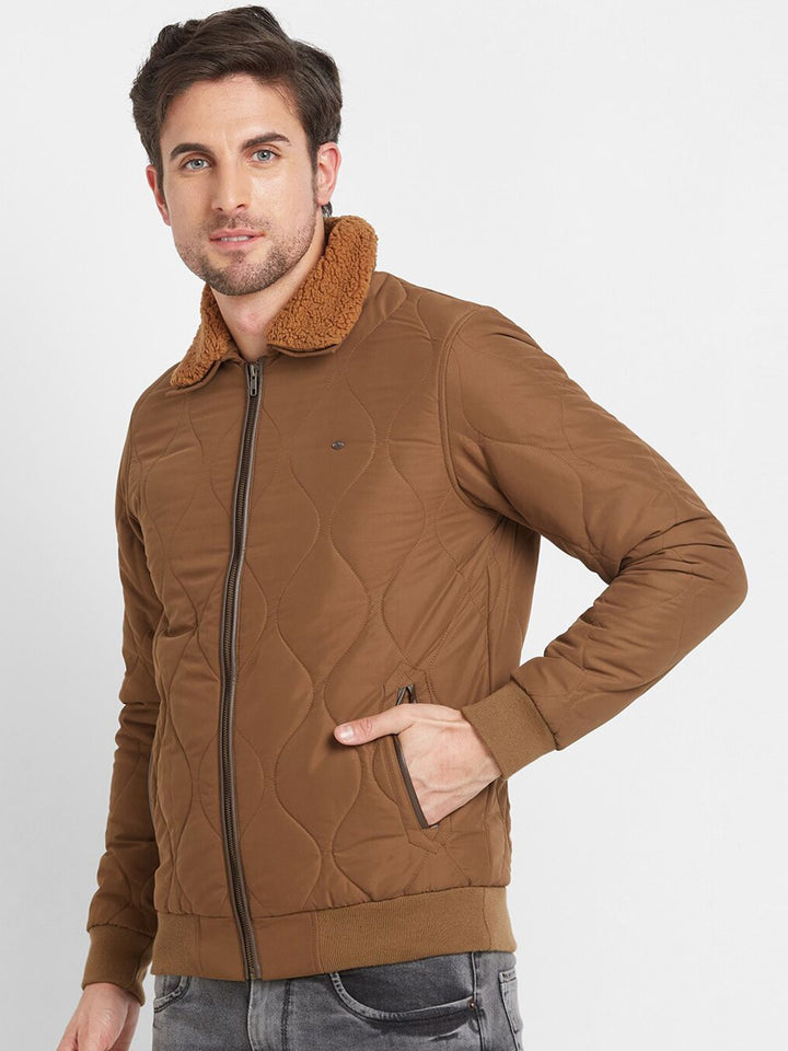 Being Human Spread Collar Faux Fur Trim Quilted Jacket