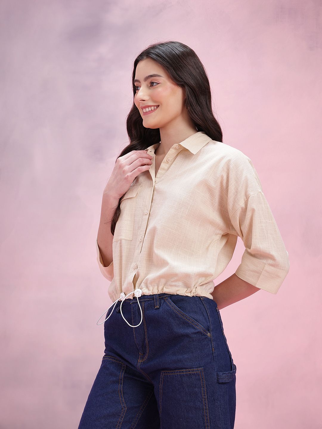 DressBerry Cotton Pocket Detail Casual Shirt With Toggles