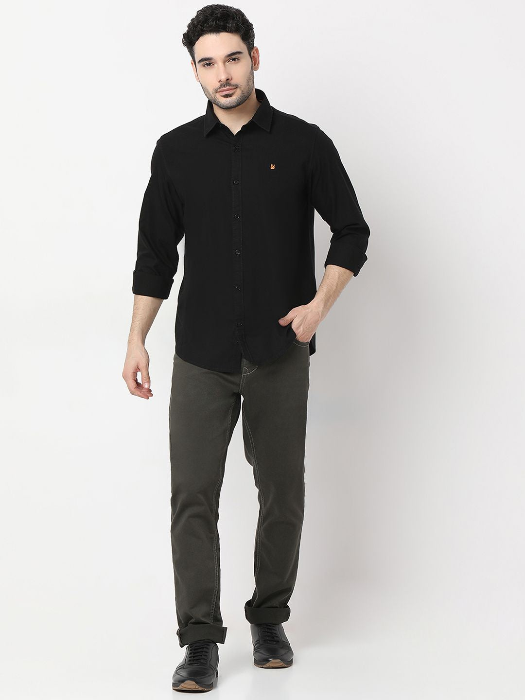 SPYKAR Pure Cotton Slim Fit Opaque Casual Shirt