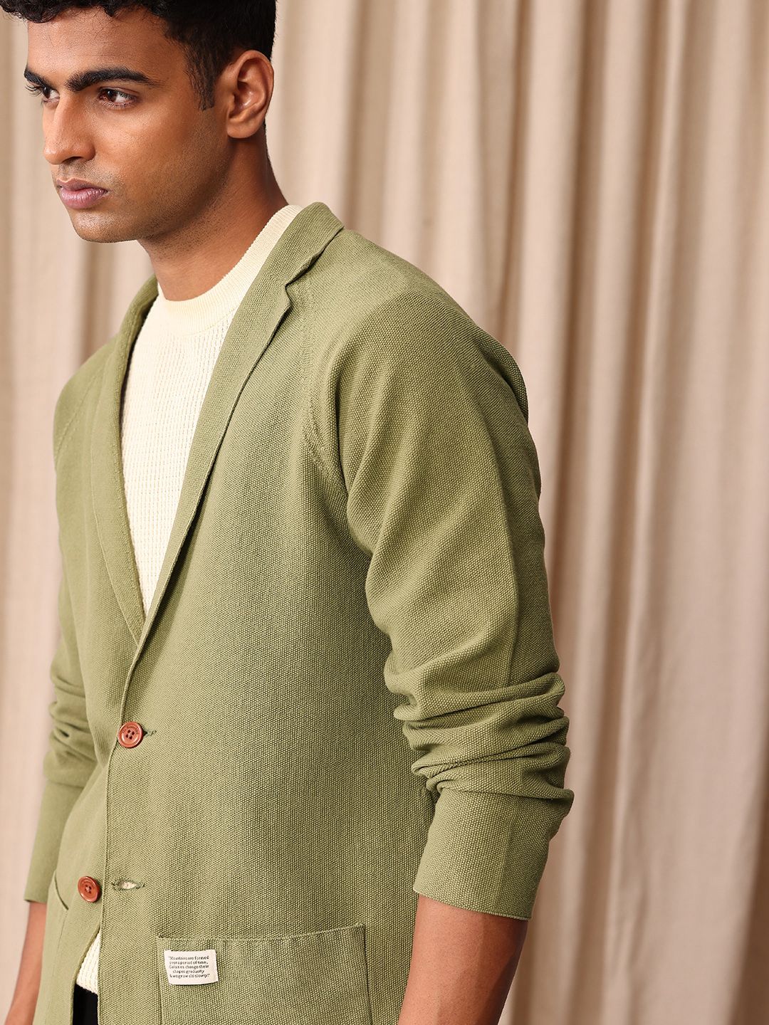Mr Bowerbird Self Design Tailored Fit Single-Breasted Casual Blazer