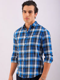 The Indian Garage Co Slim Fit Tartan Checked Pure Cotton Casual Shirt