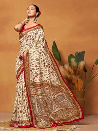 KALINI Warli Art Silk Block Print Saree