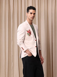 Mr. Bowerbird Floral Embroidered Notched Lapel Casual Blazer