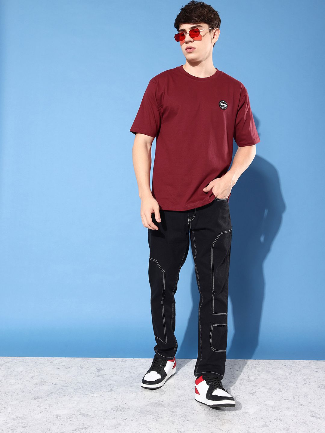 Difference of Opinion Men Pure Cotton Printed Oversized T-shirt