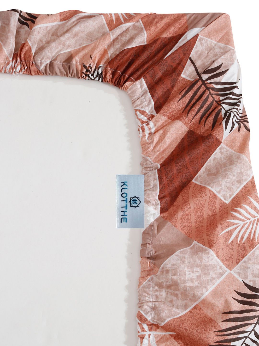 KLOTTHE Rust Leaf Printed Dilengkapi 400 TC Kapas Cadar King & 2 Sarung Bantal