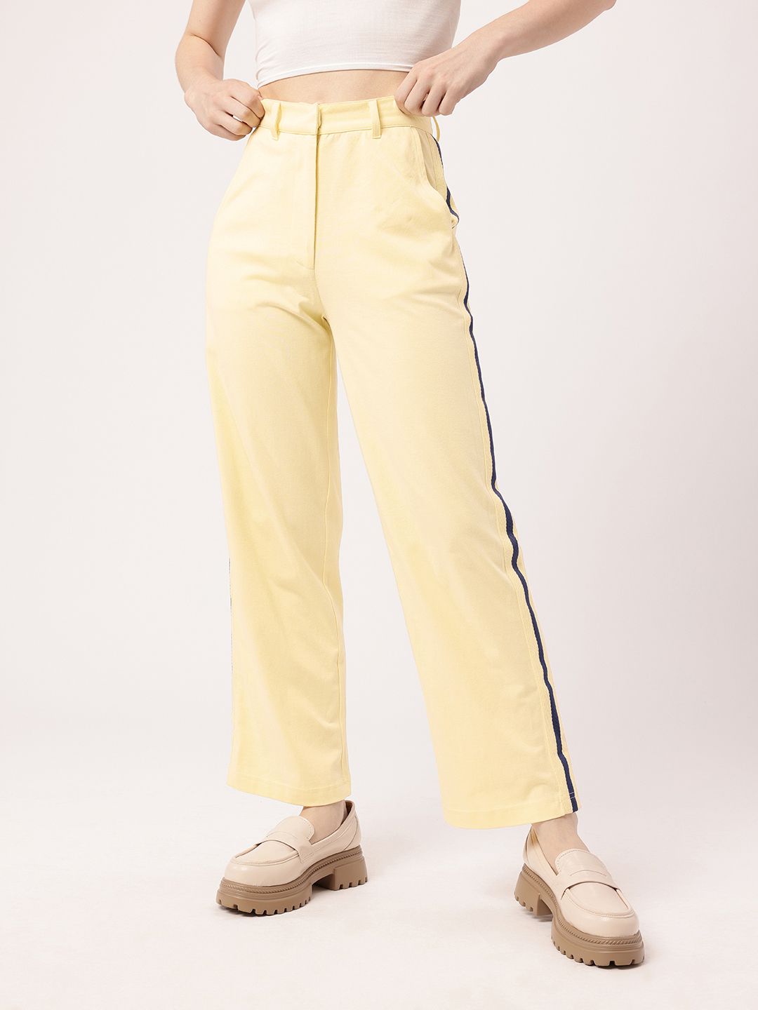 Women Feminine Sunny Pop Side Stripes Regular Trousers