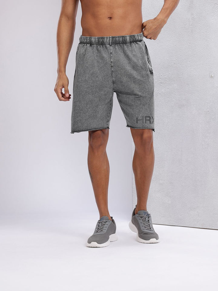 HRX by Hrithik Roshan Men Brand Logo Print Pure Cotton Washed Effect Training Shorts