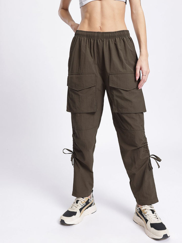 DressBerry Women Everyday Rebel Ruched Tie-Ups Cargo-Style Track Pants
