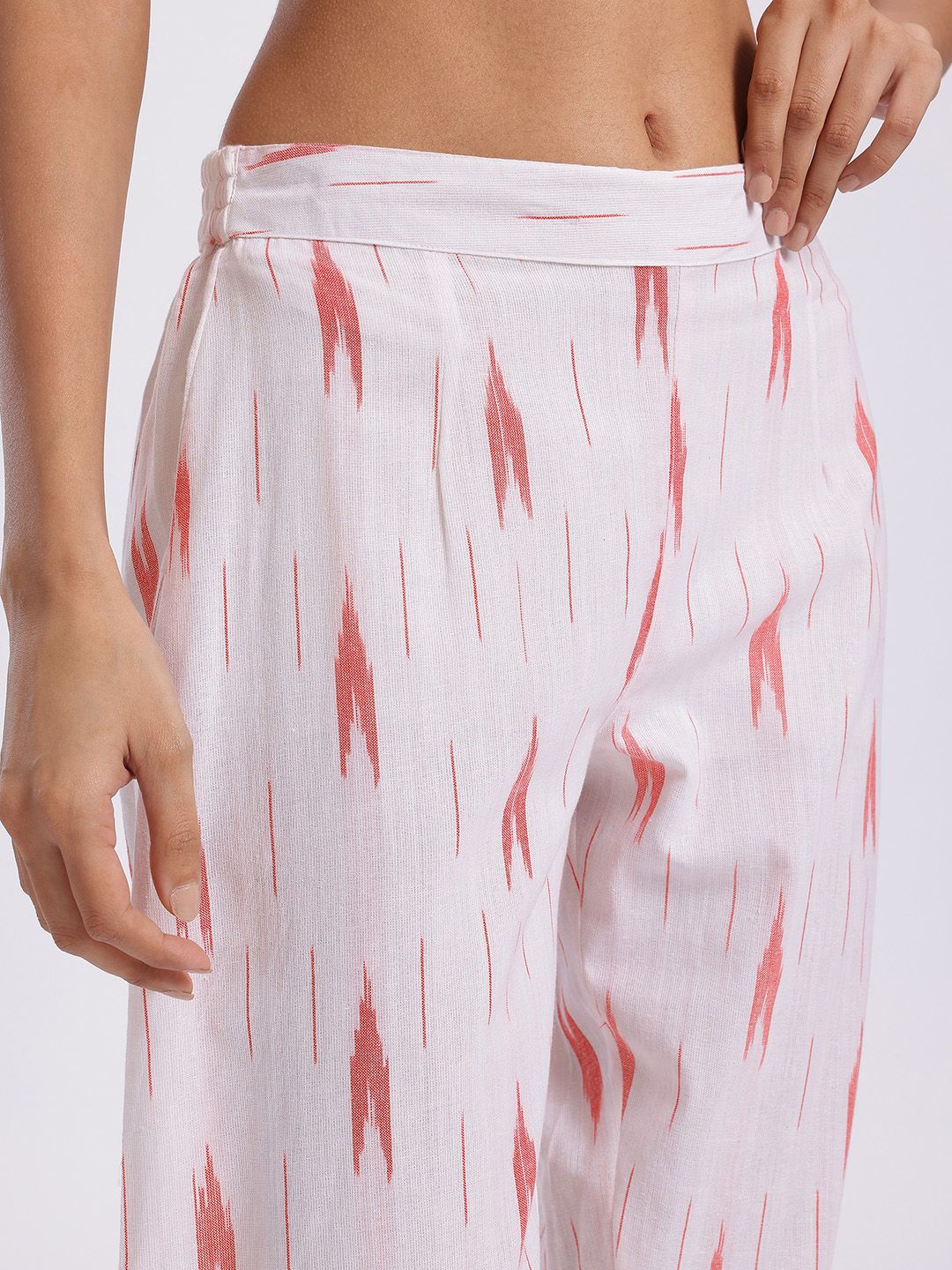 Anouk Ikat Print Regular Pure Cotton Kurta with Trousers & Dupatta