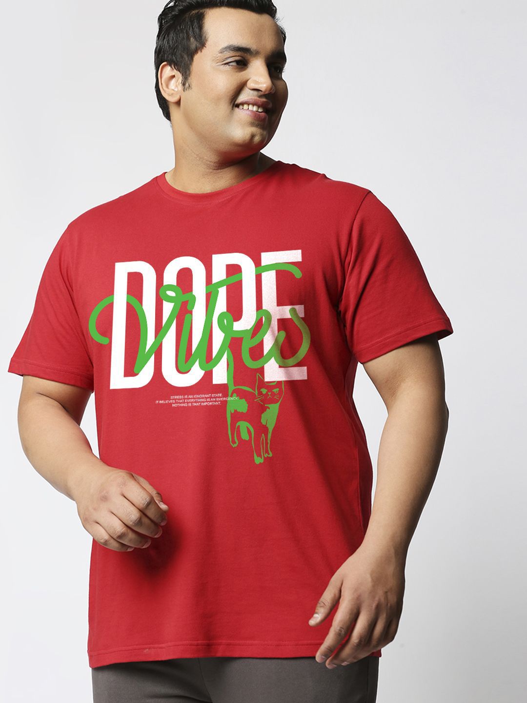Bewakoof Plus Men Typography Printed Round Neck Cotton T-shirt