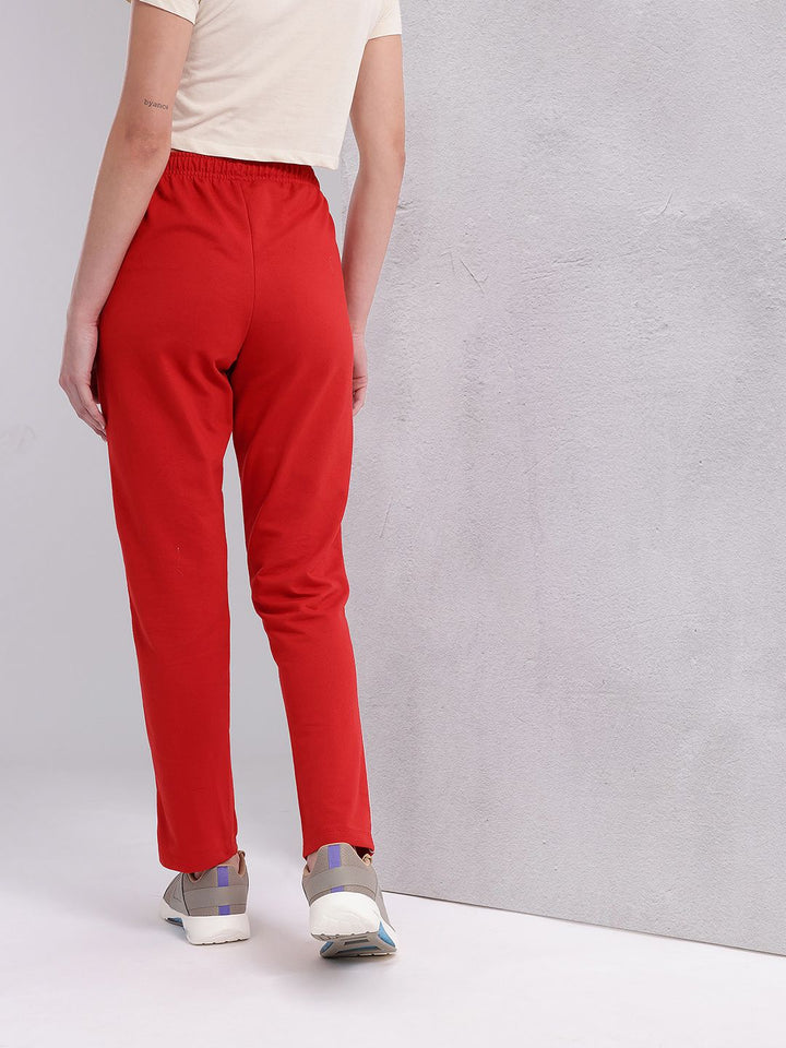 HRX by Hrithik Roshan Women Mid-Rise Lifestyle Track Pants with Contrast Piping