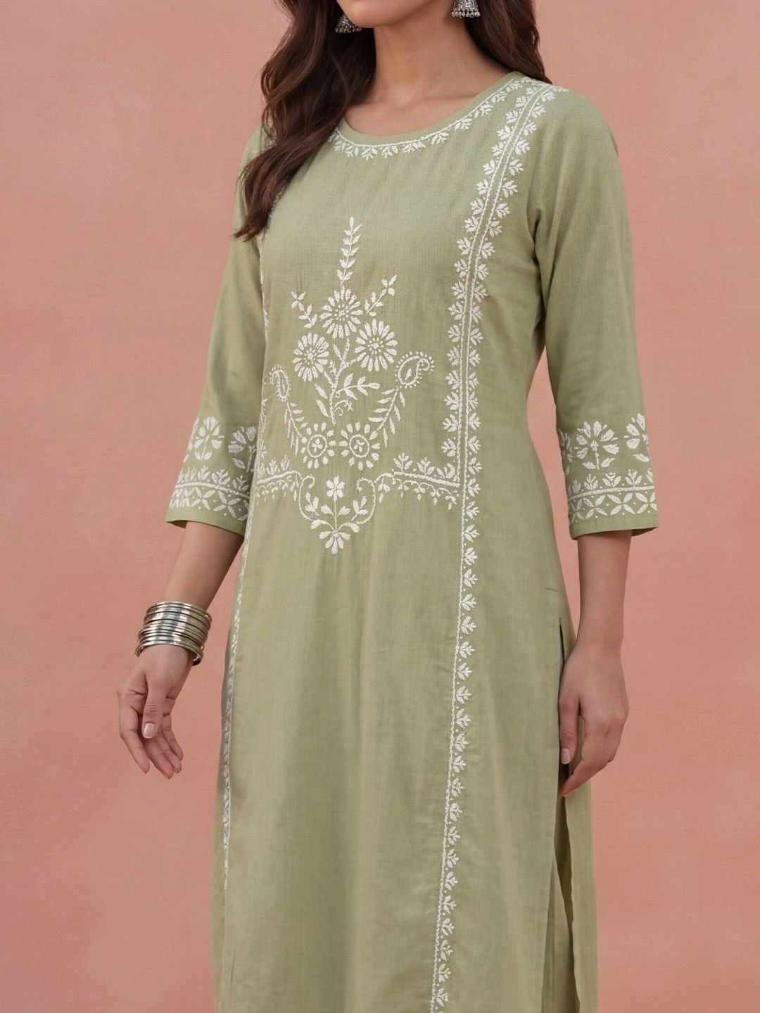 House of Chikankari Women Regular Chikankari Kurta with Trousers