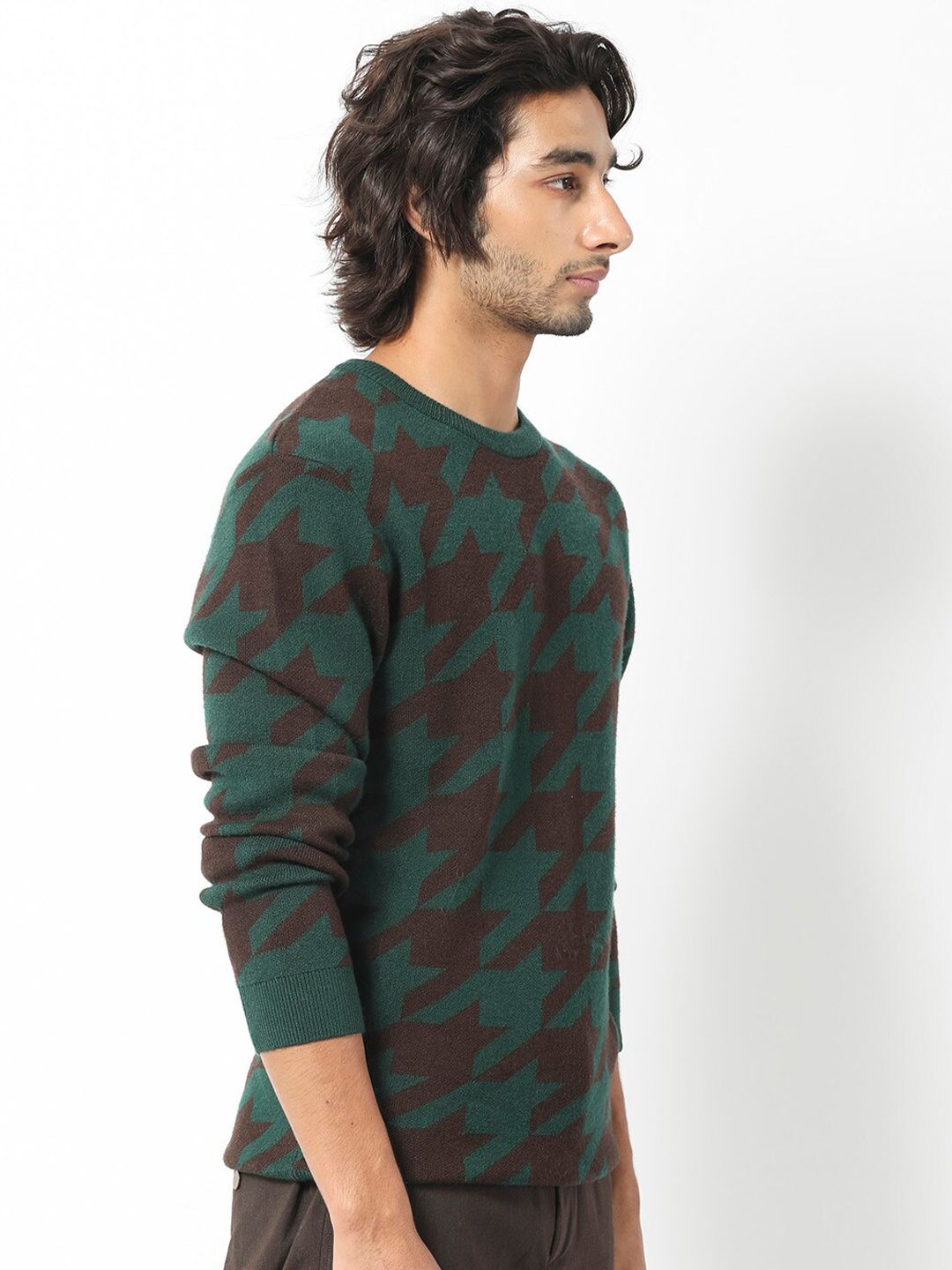 RARE RABBIT Men Honder Round Neck Geometric Printed Sweater