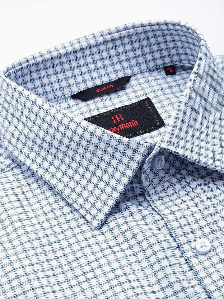 Raymond Men Slim Fit Micro Checks Pure Cotton Formal Shirt