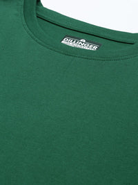 DILLINGER Women Green Solid Pure Cotton Oversized T-shirt