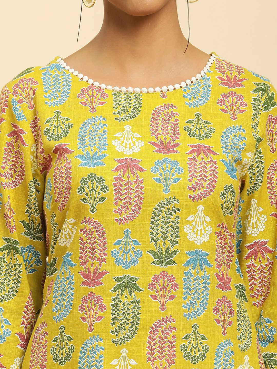 W Floral Printed Cotton Kurta