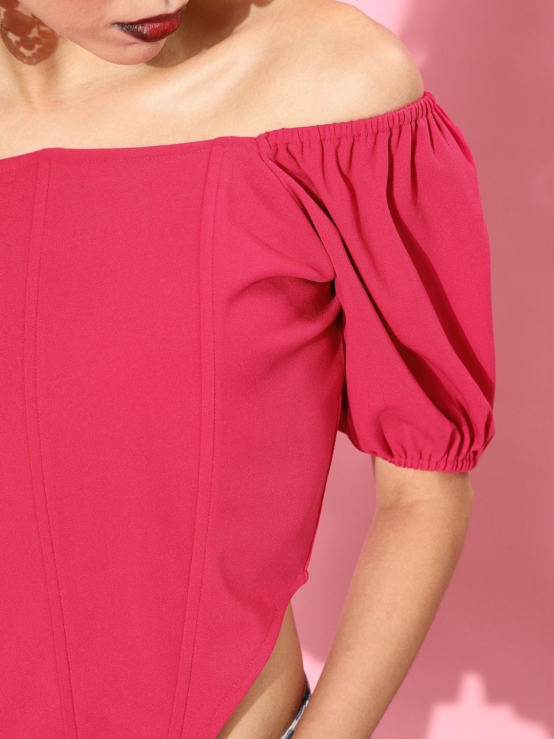 Athena Fuchsia Solid Corset Top
