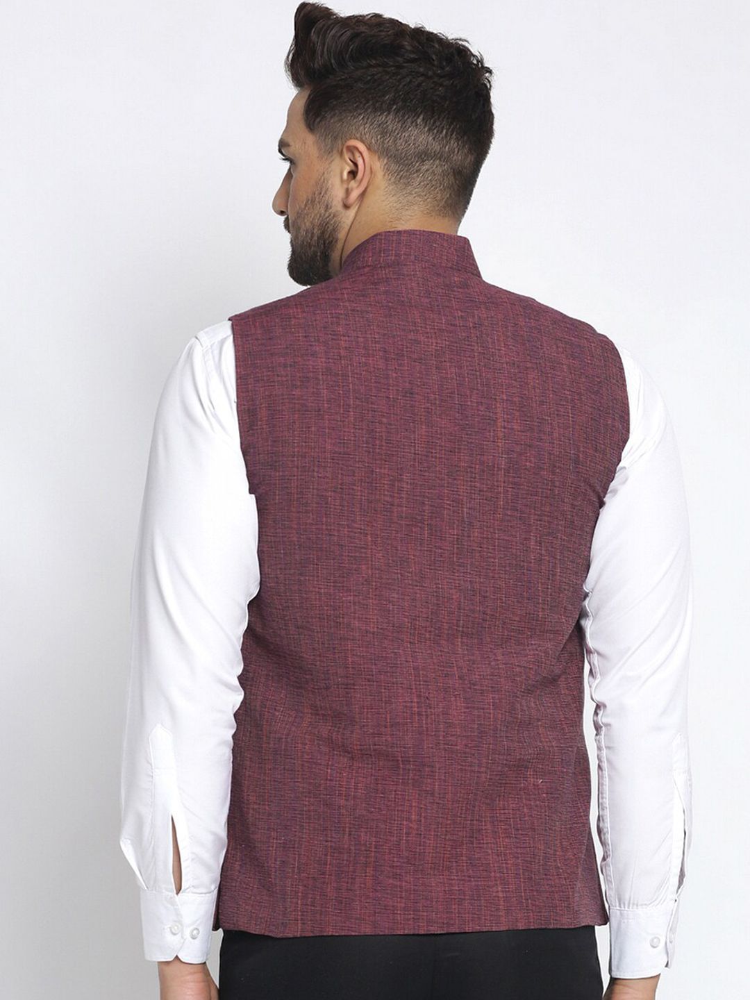 KLOTTHE Men Magenta Solid Nehru Jackets