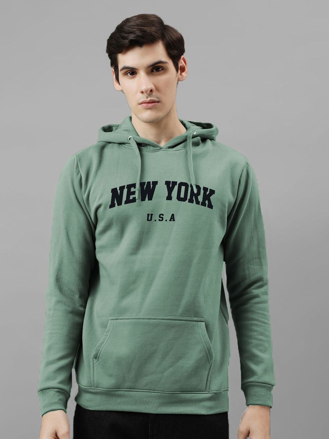 ADRO Men Printed Hooded Pullover Sweatshirt