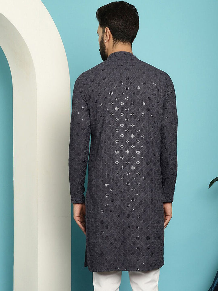 SOJANYA Ethnic Motifs Embroidered Sequinned Pure Cotton Kurta