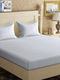 KLOTTHE Grey Solid Cotton 300 TC King Bedsheet with 2 Pillow Covers-250 x 225 cm
