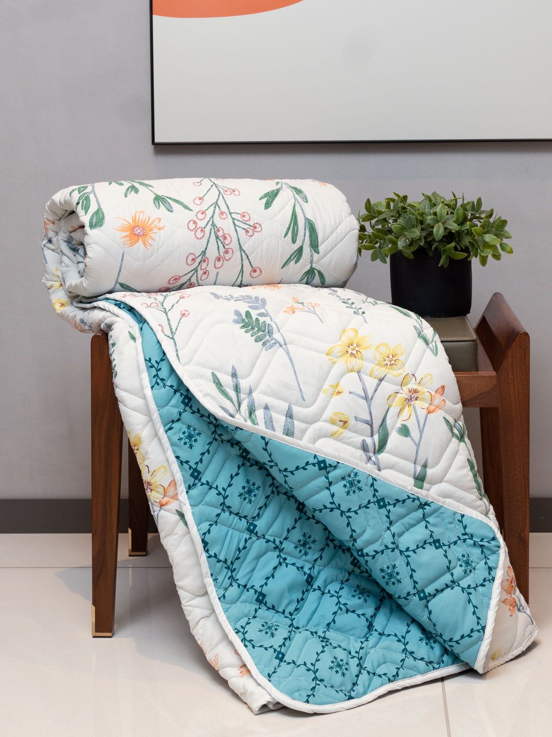 URBAN SPACE Floral Print AC Room Double Bed Blanket