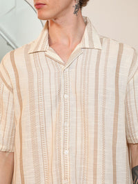 Campus Sutra Striped Cotton Casual Shirt