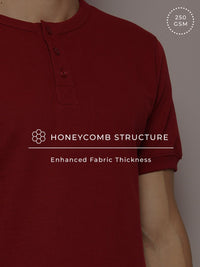 DILLINGER Men Henley Neck Honeycomb Structure T-shirt