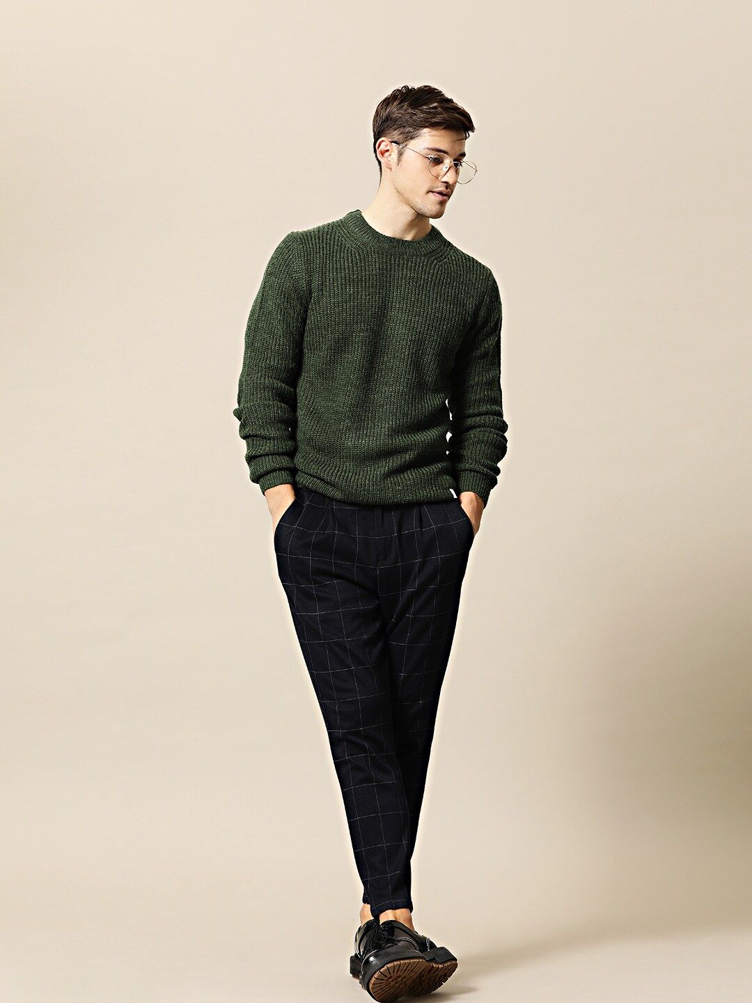 Mr Bowerbird Men Olive Green Solid Pullover Sweater