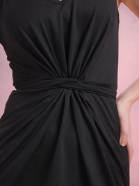 DressBerry Belted A-Line Dress with Twisted Detail