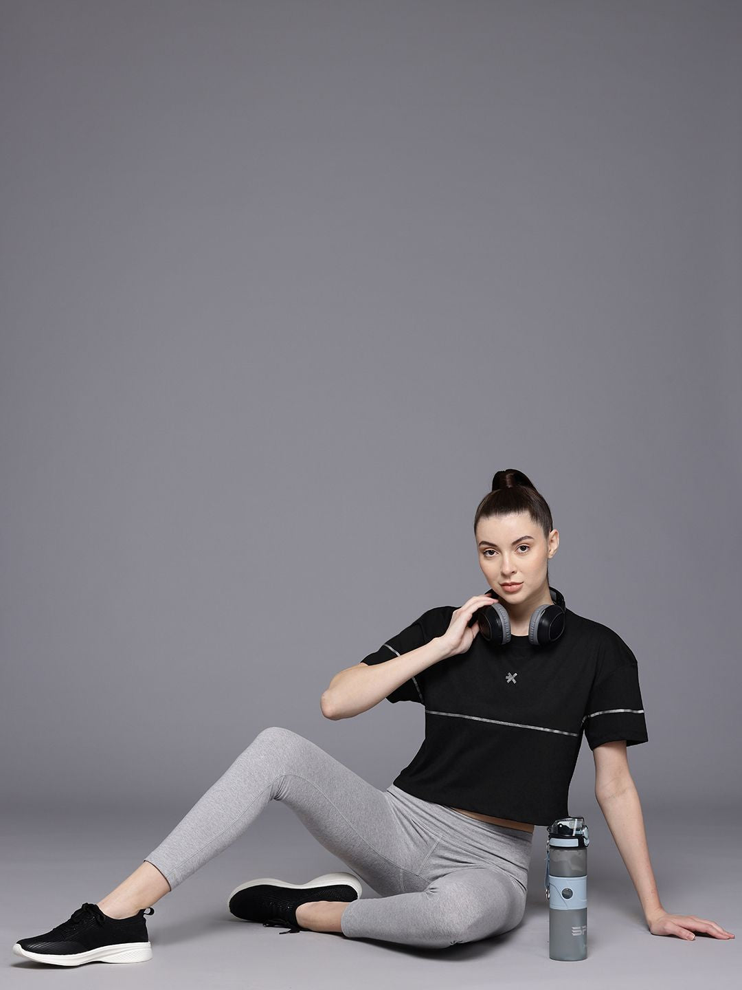 HRX by Hrithik Roshan Women Striped Relaxed Fit T-shirt