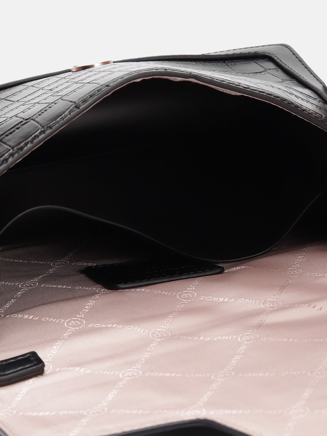 Lino Perros Croc Textured Structured Shoulder Bag