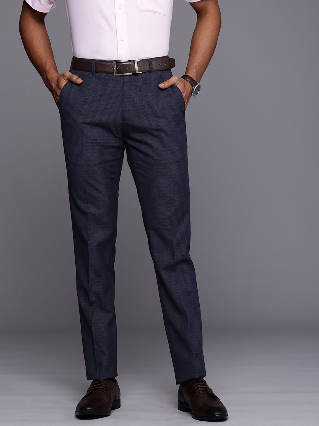 Raymond Men Checked Slim Fit Trousers