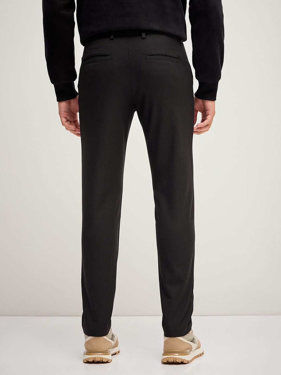 THE BEAR HOUSE Men Solid 4 Way Stretch Formal Trouser