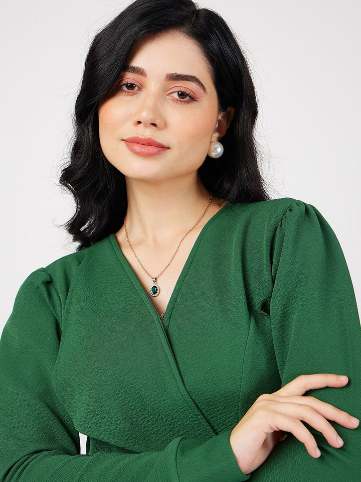 SASSAFRAS Self Design Wrap Peplum Top With Trousers