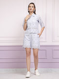 Athena Schiffli Cotton Shirt Style Top