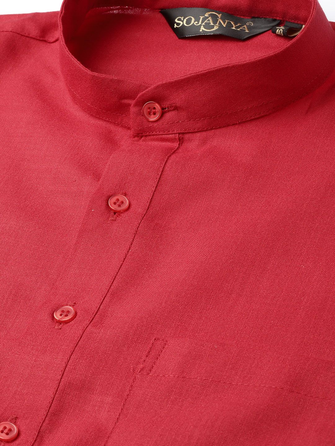 SOJANYA Men Maroon Solid Straight Kurta