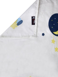 KLOTTHE Kids Blue & White Printed 300 TC Double King Bedsheet With 2 Pillow Covers