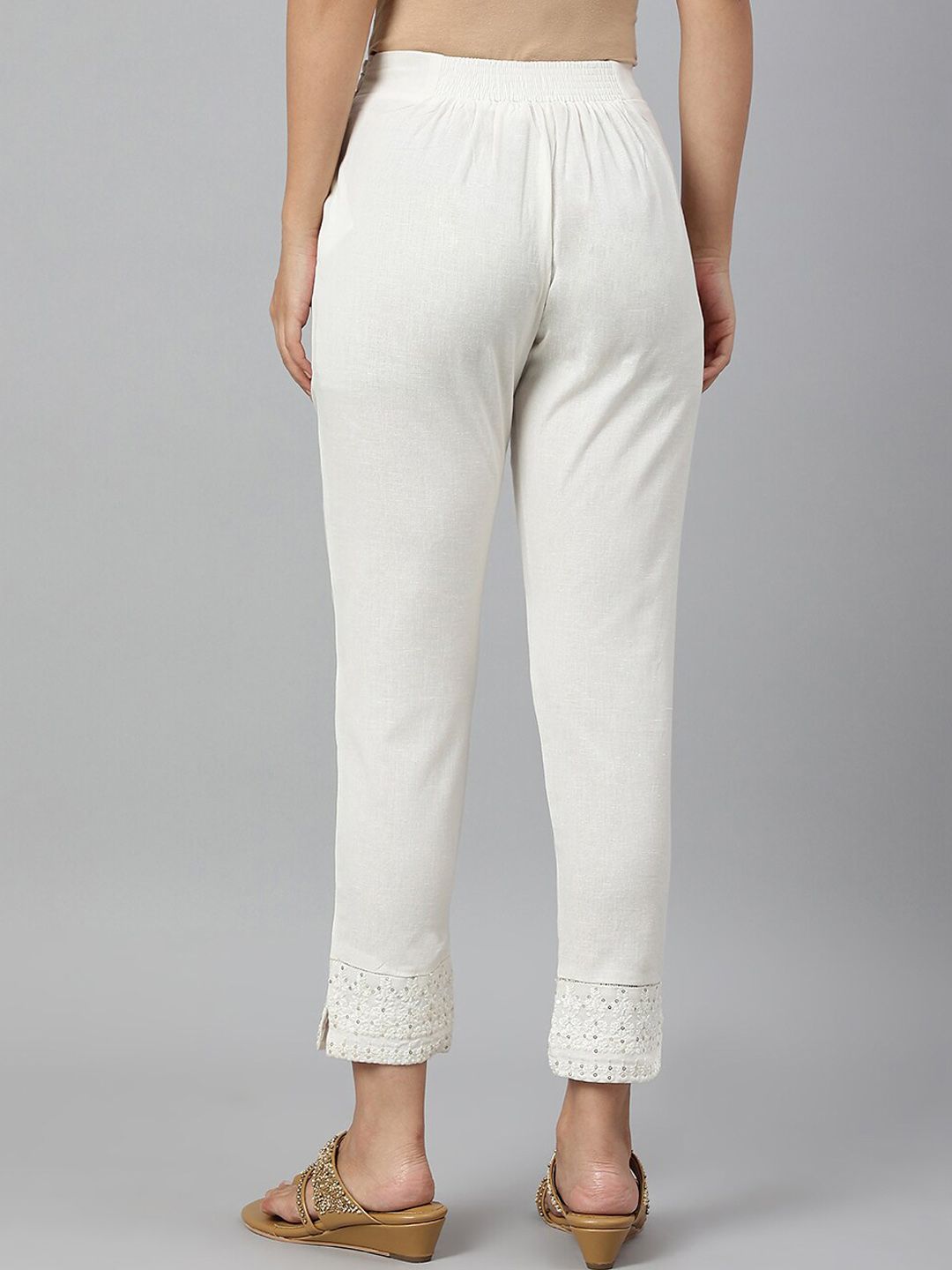 W Women Lace Detailed Slim Fit Cotton Trousers