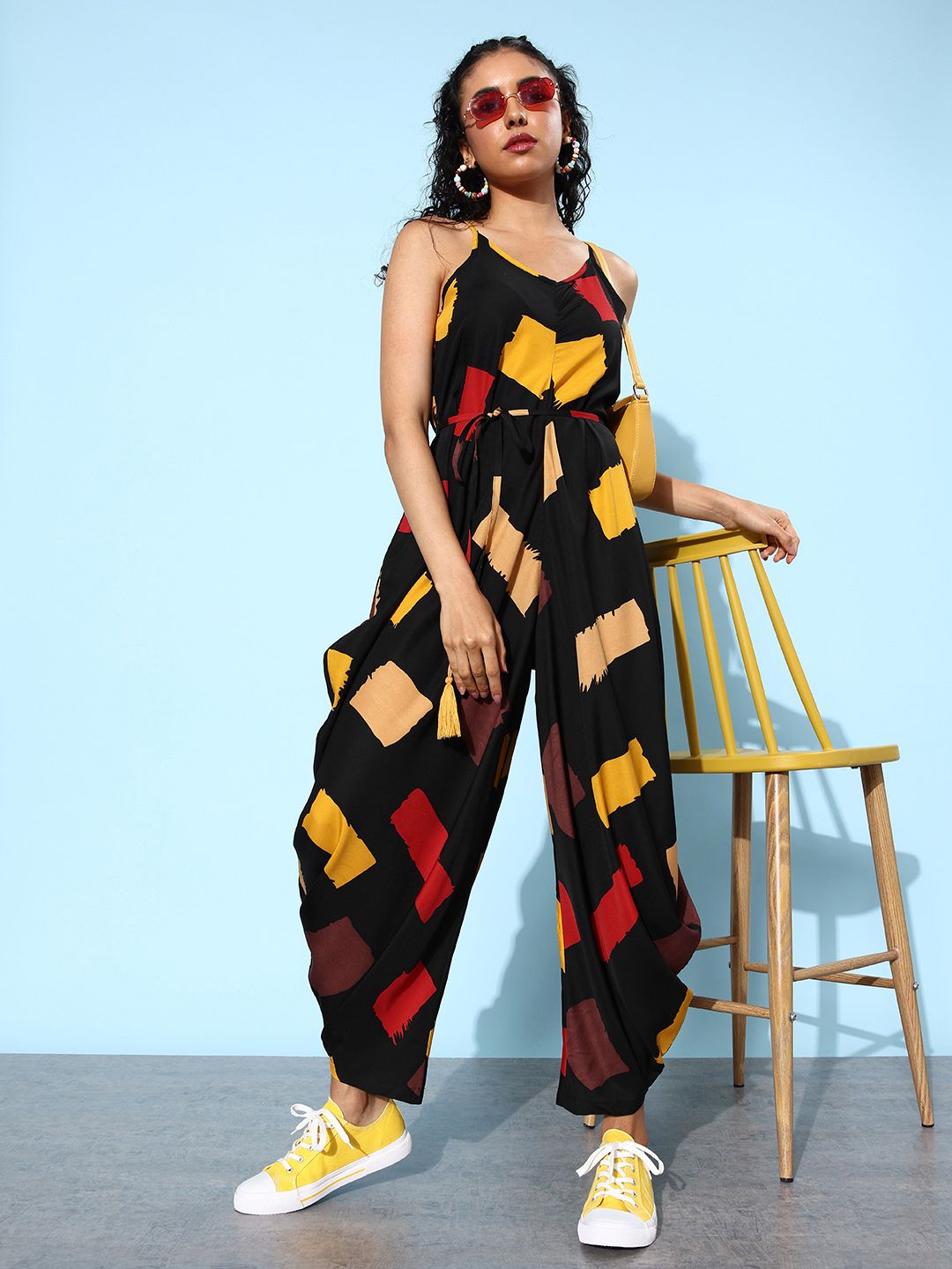 QUIERO Women Black & Brown Printed Basic Jumpsuit
