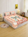 Moda Rapido X KLOTTHE Peach-Coloured Floral 400 TC King Bedsheet with 2 Pillow Covers